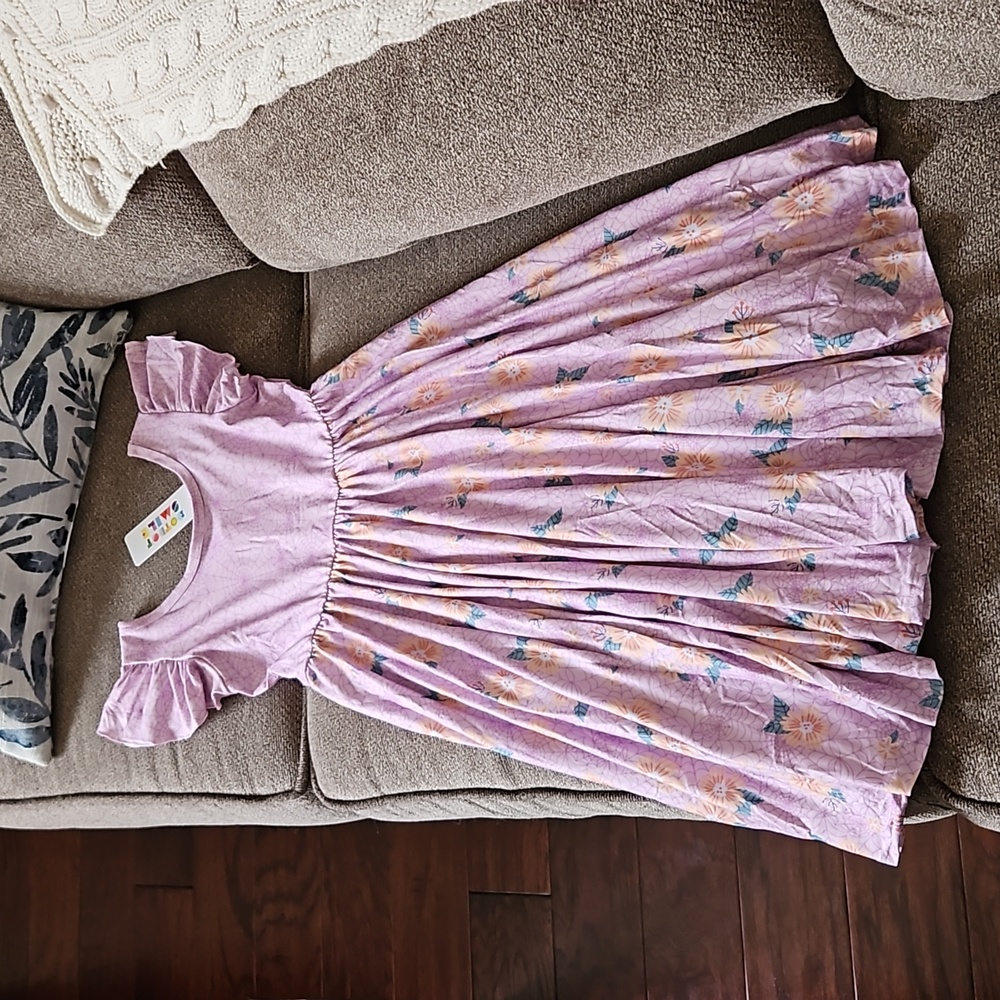 DotDotSmile lavender spider web & floral Empire dress
